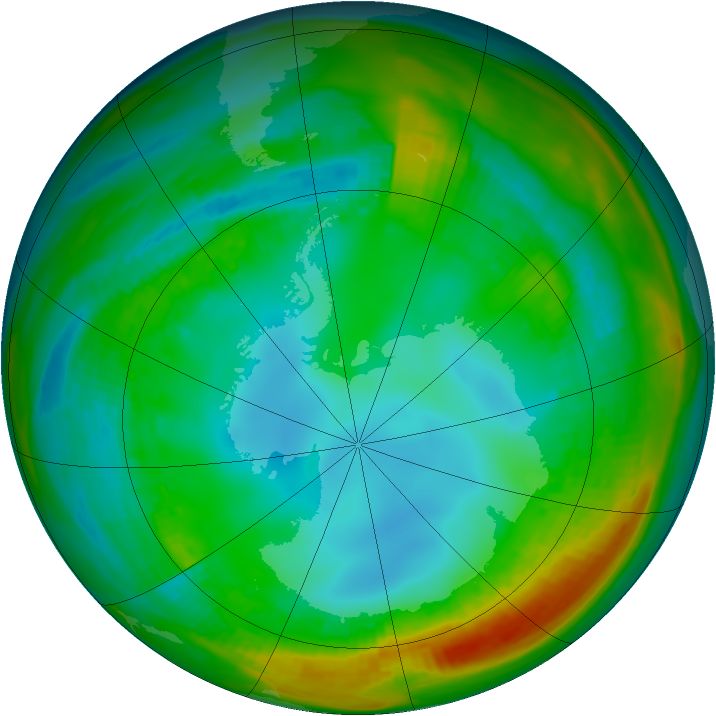 Antarctic ozone map for 29 July 1982